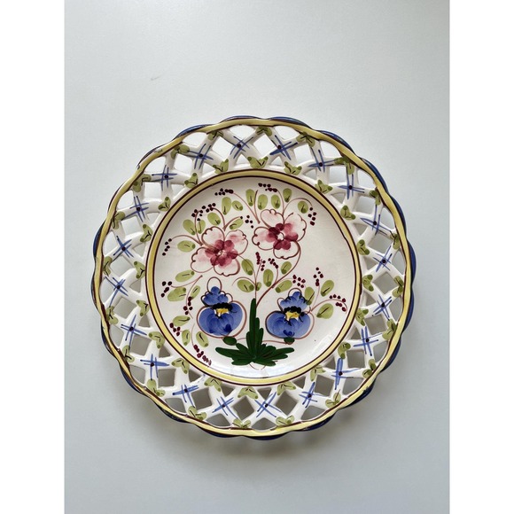 Other - VTG Floral Andrea Sadek Jay Willfred Wall Plate Portugal Lace Reticulated Edge